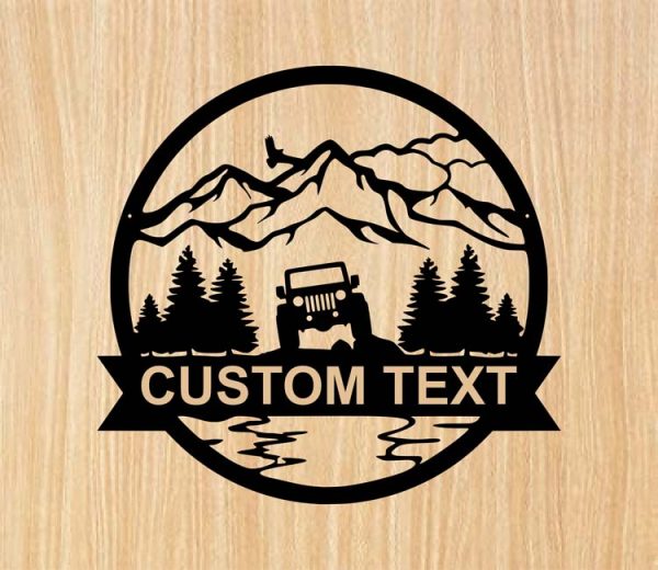 Mountain Scene With 4X4 Monogram